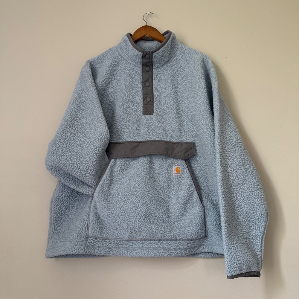 Carhartt Relaxed Fit Sherpa Fleece Pullover Jacket Blue XL OJ4991-M